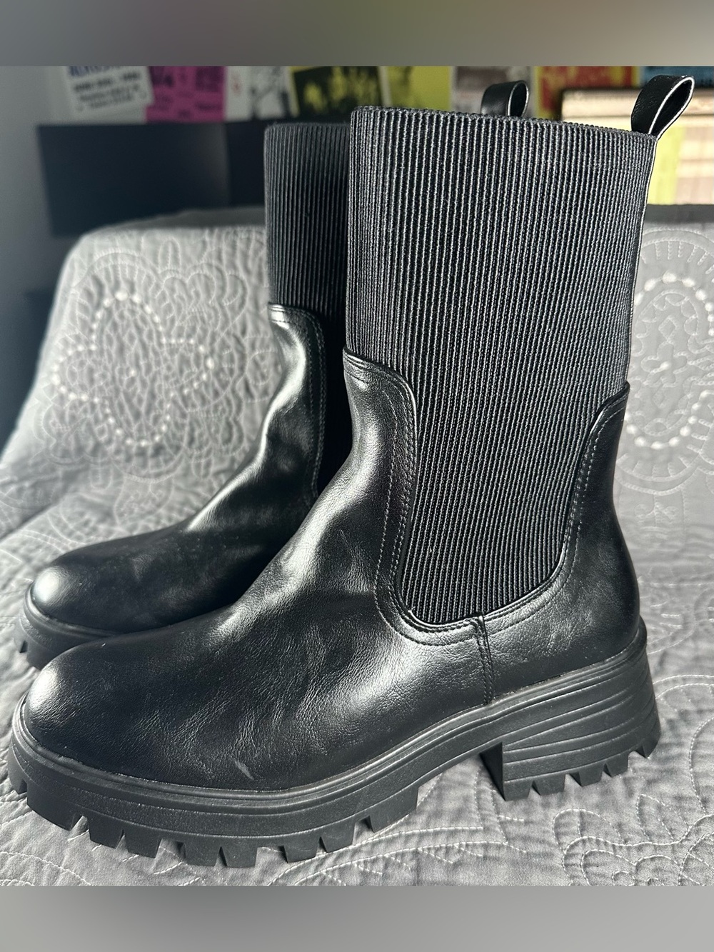 Rebecca Minkoff Black Alexa Chunky Heel Chelsea Boots NWT Size 9.5
